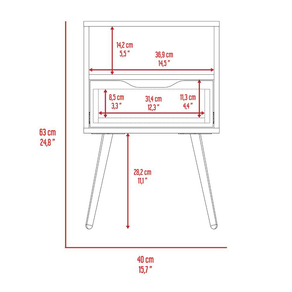 Buró Alesio, Café Claro y Blanco, con Patas de Madera y Un Cajón