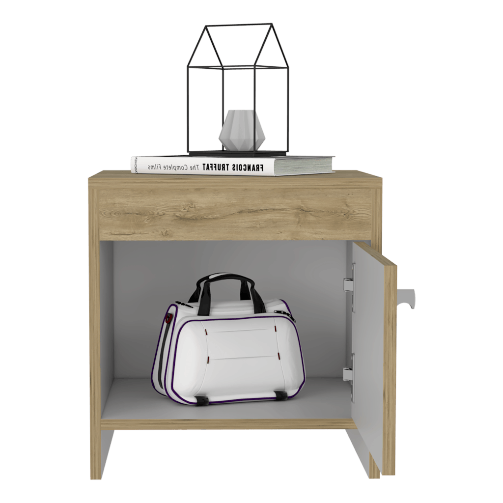 Buró Tutto, Macadamia y Blanco, con Cajón Para Guardar Objetos Ideal Para Espacios Reducidos