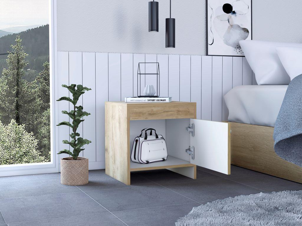 Buró Tutto, Macadamia y Blanco, con Cajón Para Guardar Objetos Ideal Para Espacios Reducidos