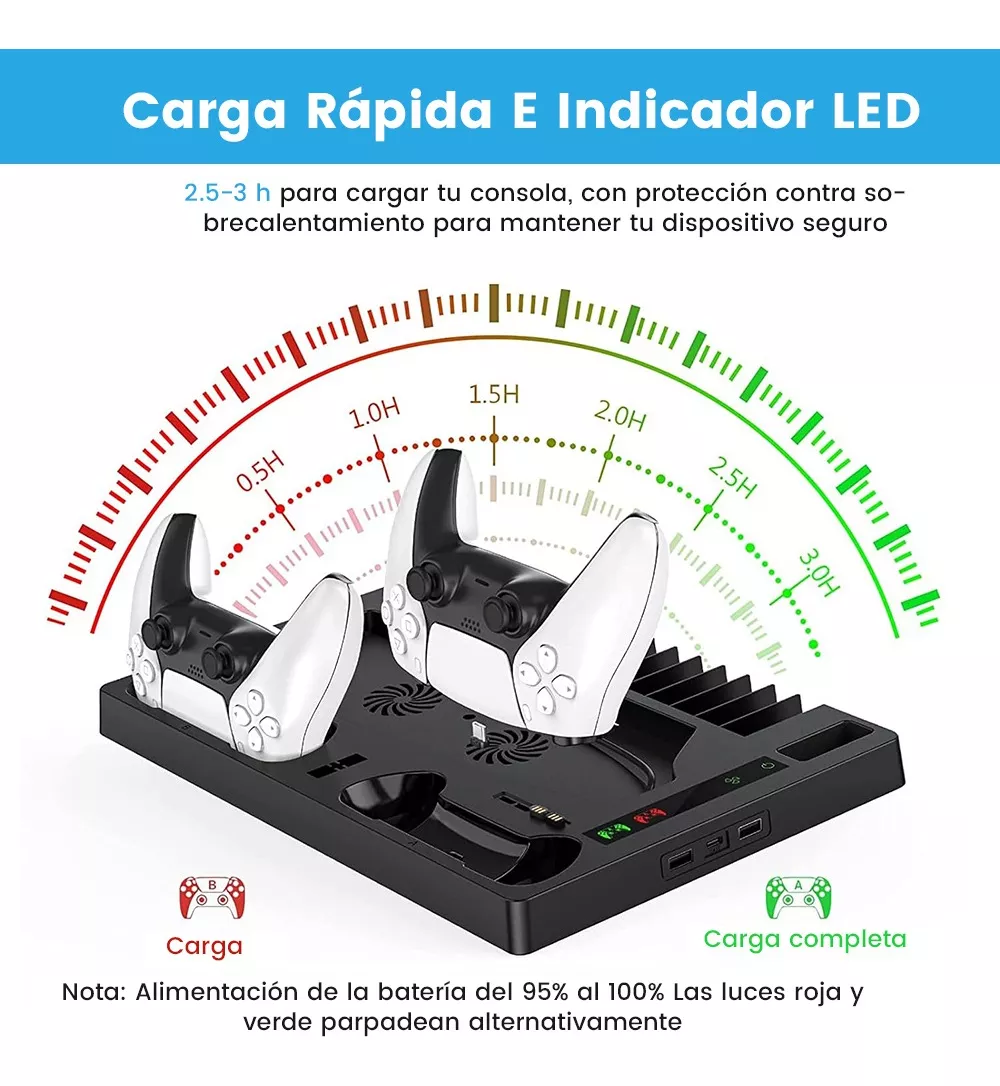 Ps5 Base De Carga Y Refrigeración Negro