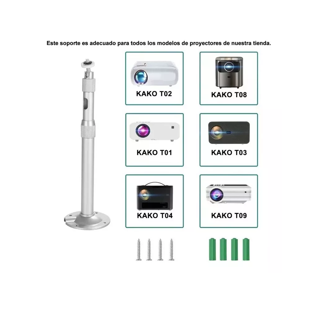 Soporte Para Proyector Y Base Universal Techo Ajustable 360° Blanco