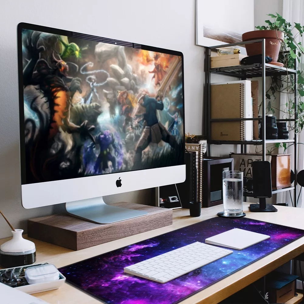 Alfombrilla Ratón 80x30cm Mouse Pad Gamer Color Morado Galaxia