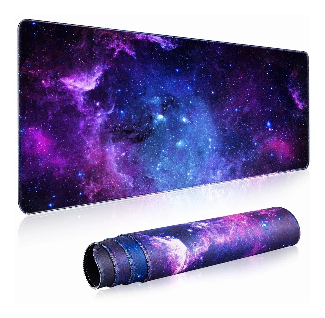 Alfombrilla Ratón 80x30cm Mouse Pad Gamer Color Morado Galaxia