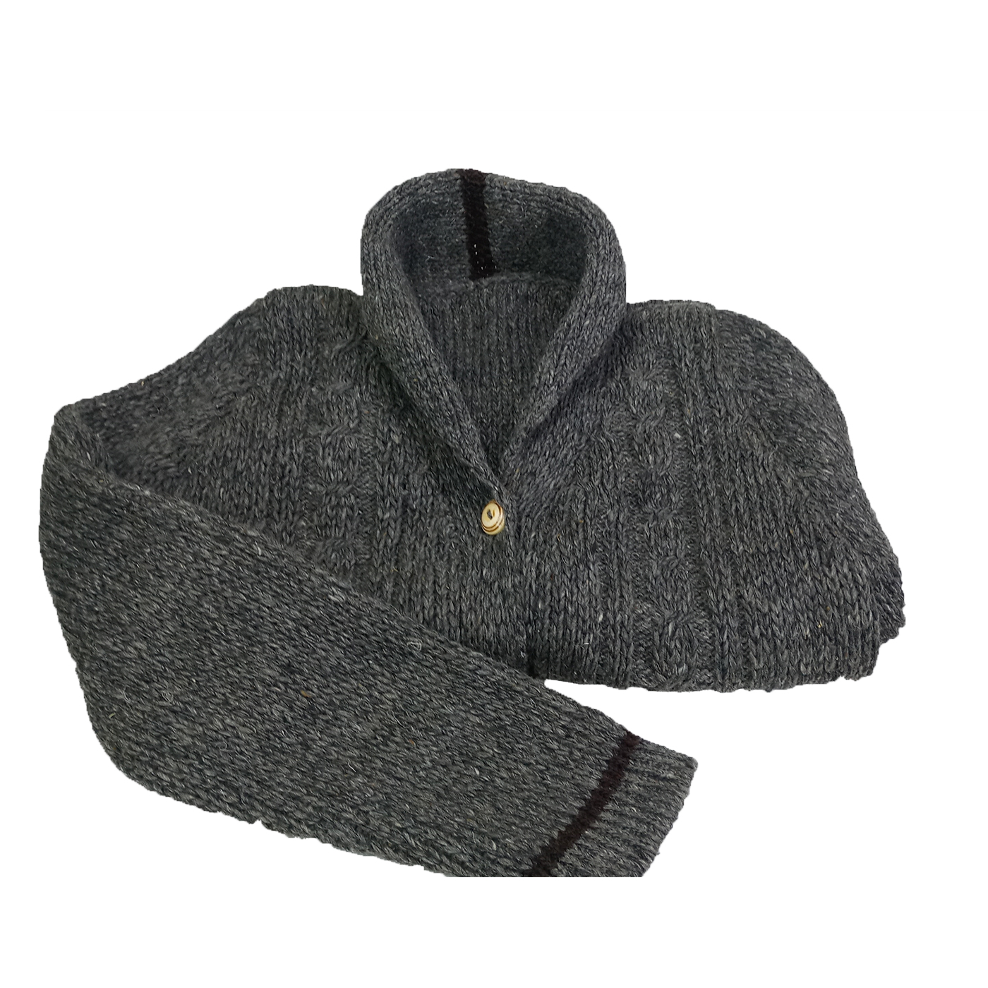 Abrigo Suéter con botones de lana natural de oveja color gris.