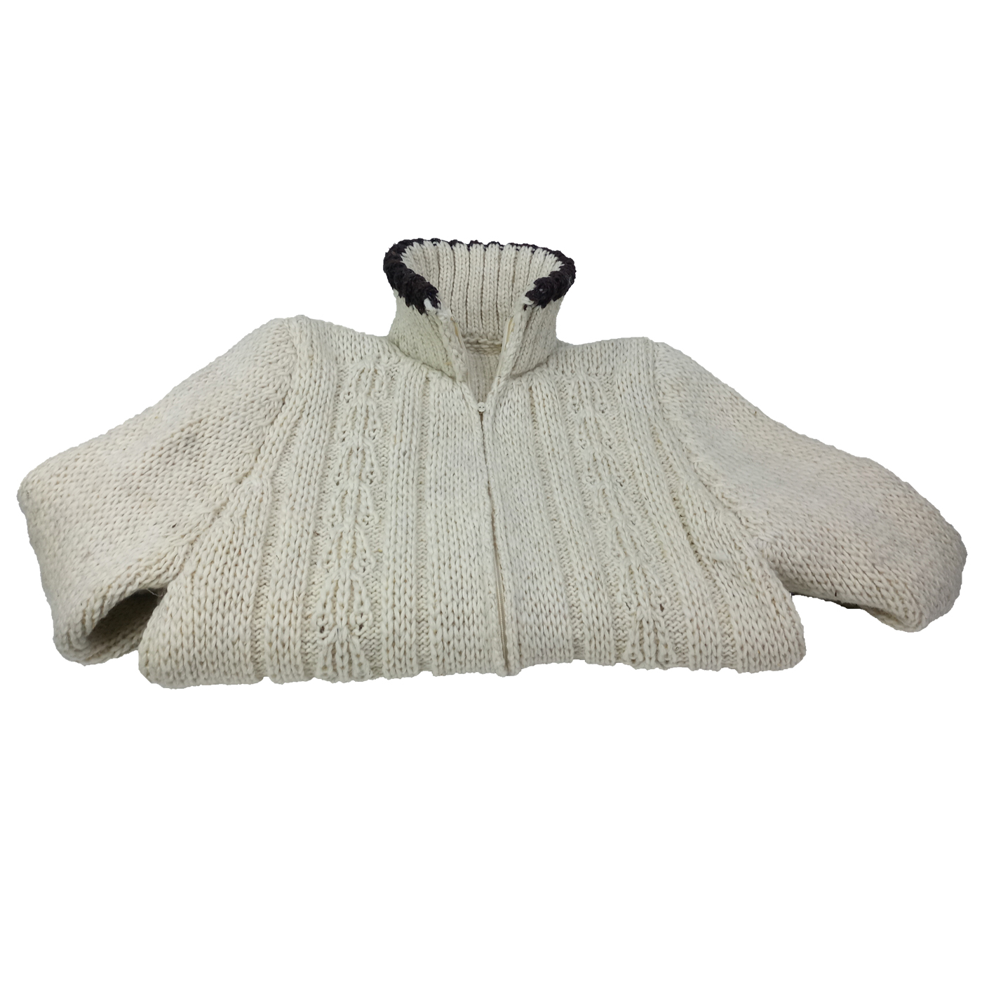 Suéter Chamarra de lana natural de oveja en color beige.