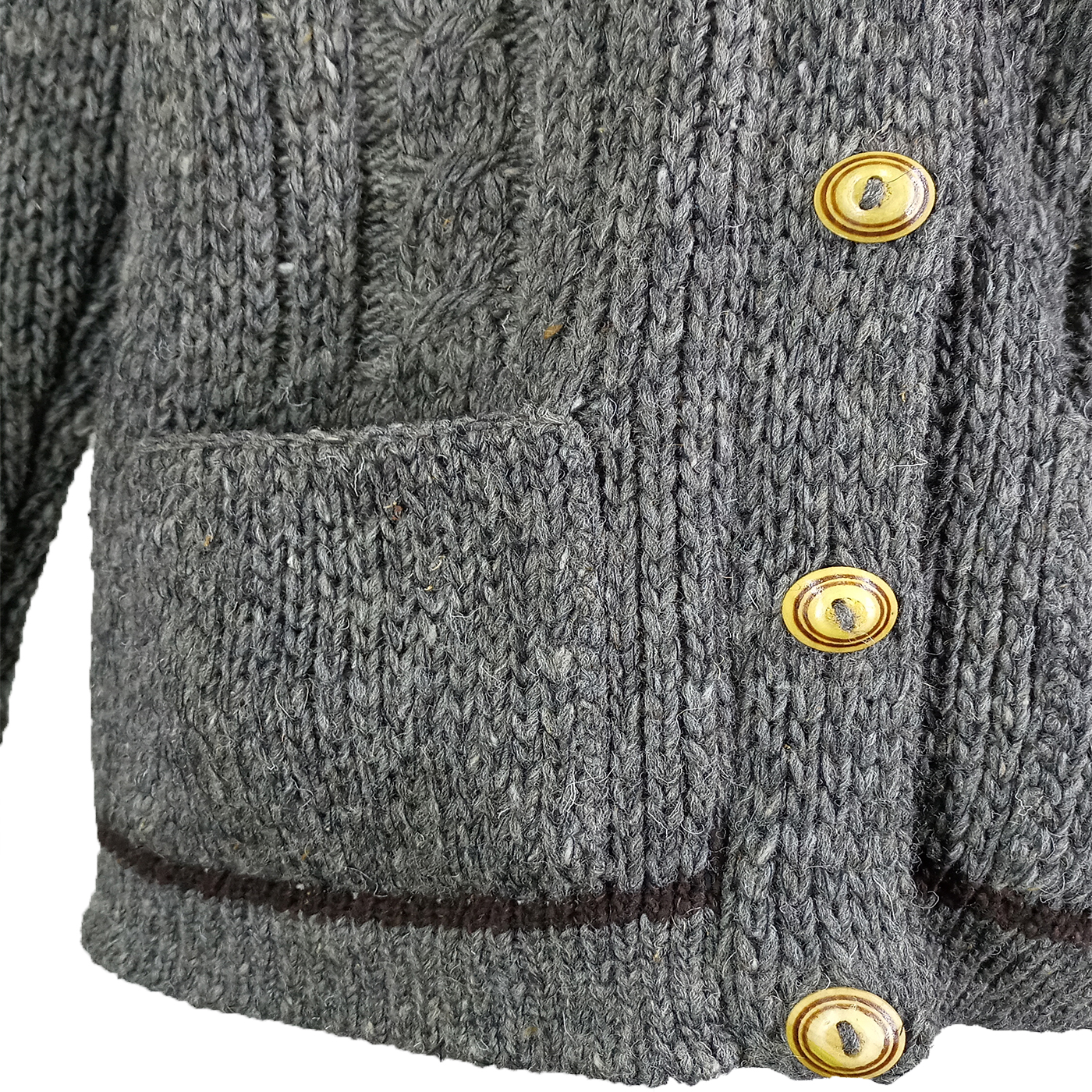 Abrigo Suéter con botones de lana natural de oveja color gris.