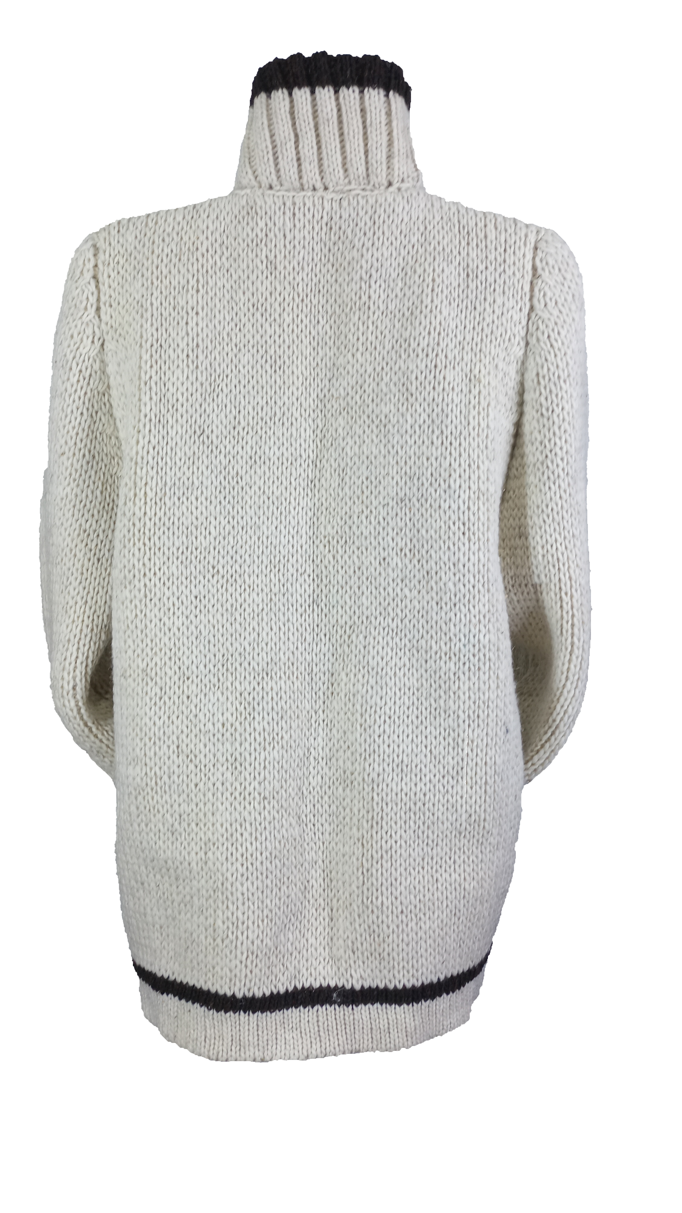 Suéter Chamarra de lana natural de oveja en color beige.