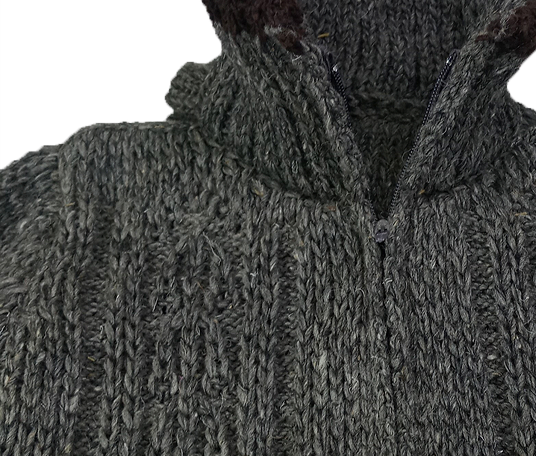 Suéter Chamarra de lana natural de oveja en color Gris.