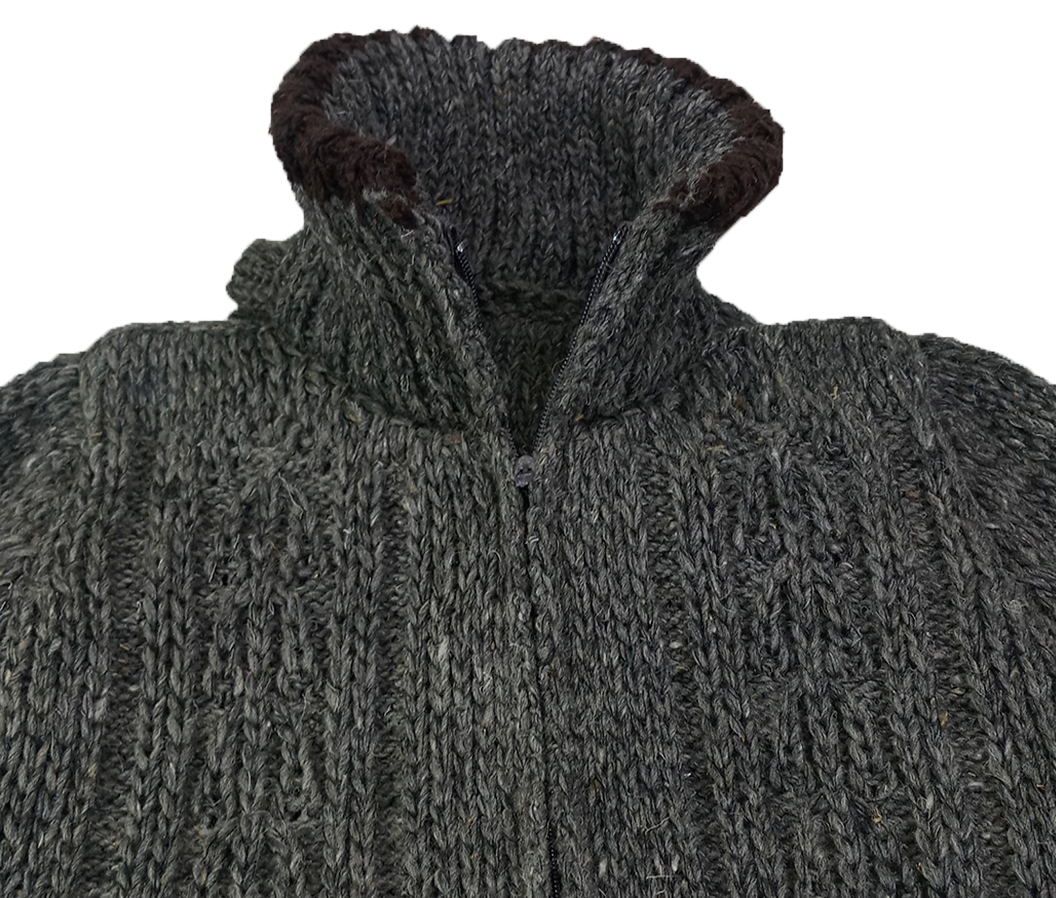 Suéter Chamarra de lana natural de oveja en color Gris.