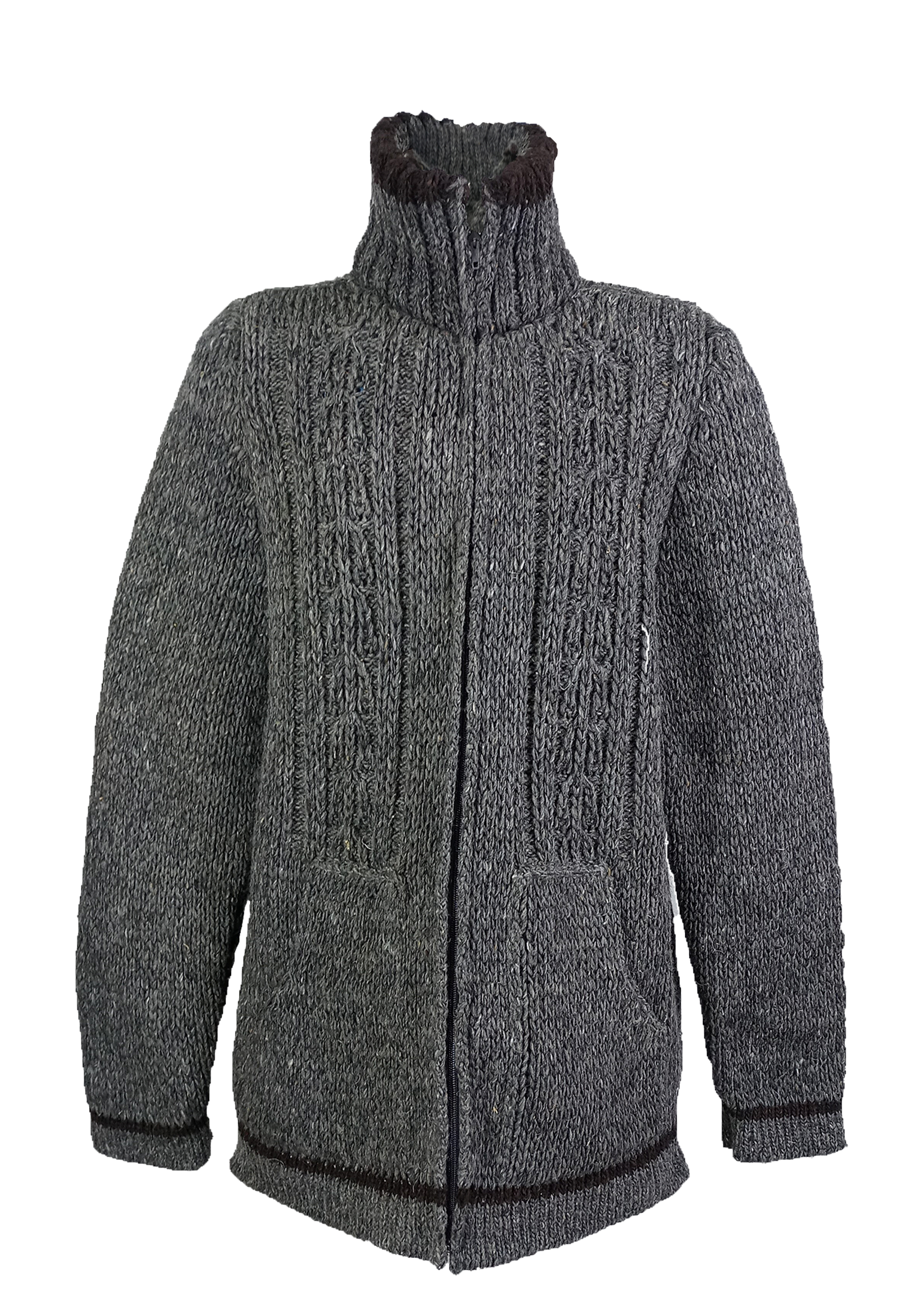 Suéter Chamarra de lana natural de oveja en color Gris.