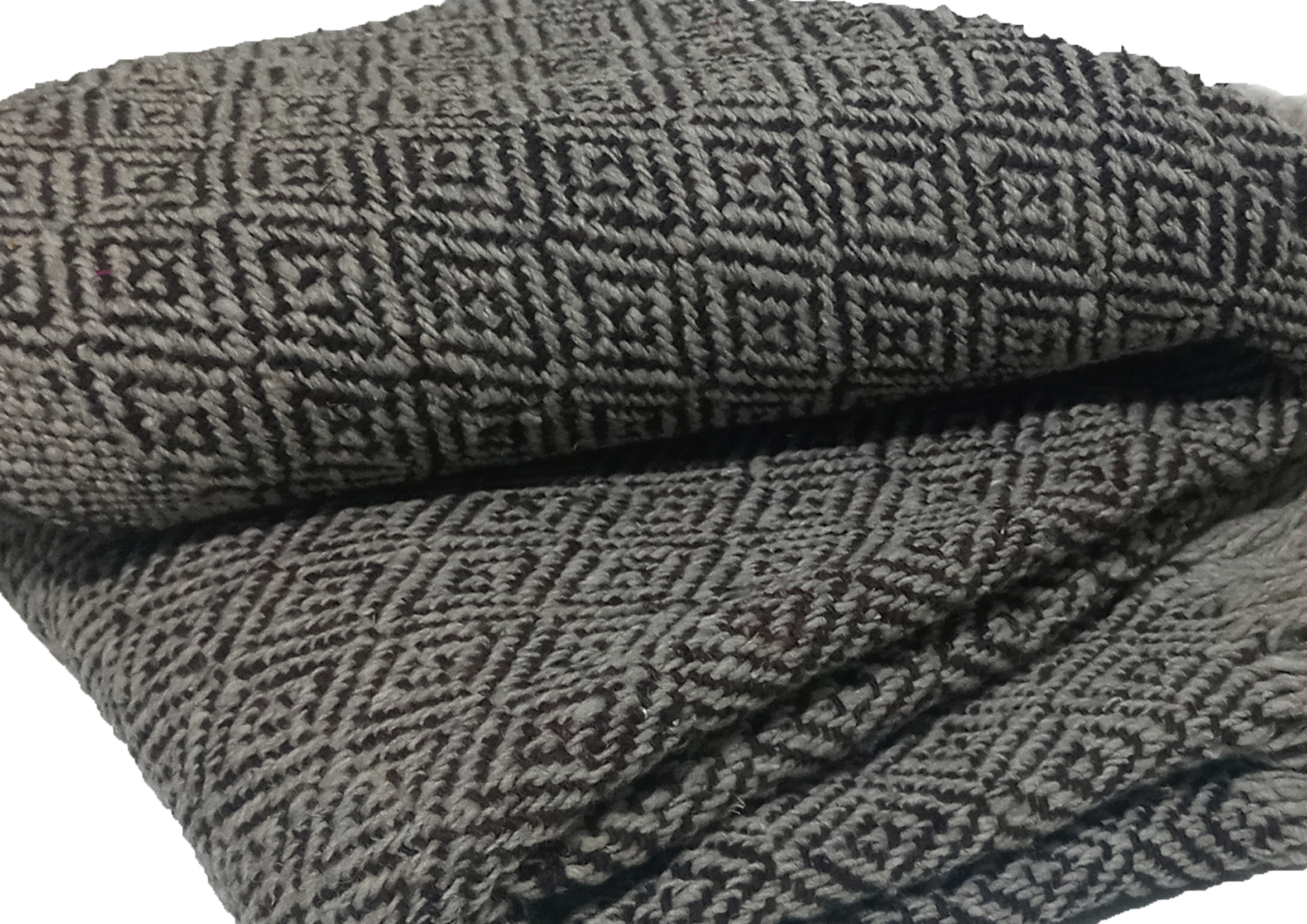 Rebozo de lana natural de oveja en color Café con puntas