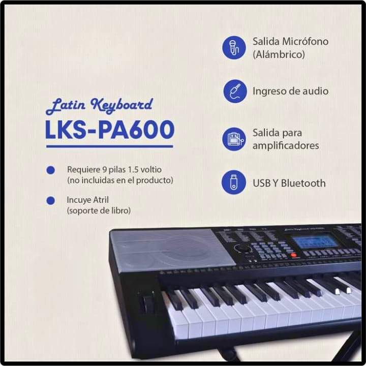 Latin Keyboard Pa-600 Teclado De 61 Teclas Con Sensibilidad
