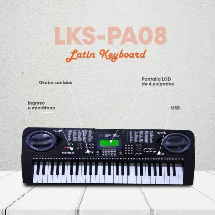 Teclado Musical De 54 Teclas Color Negro Latin Keyboard Lks-pa-08-BK