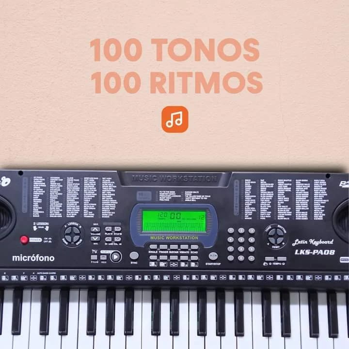 Teclado Musical De 54 Teclas Color Negro Latin Keyboard Lks-pa-08-BK