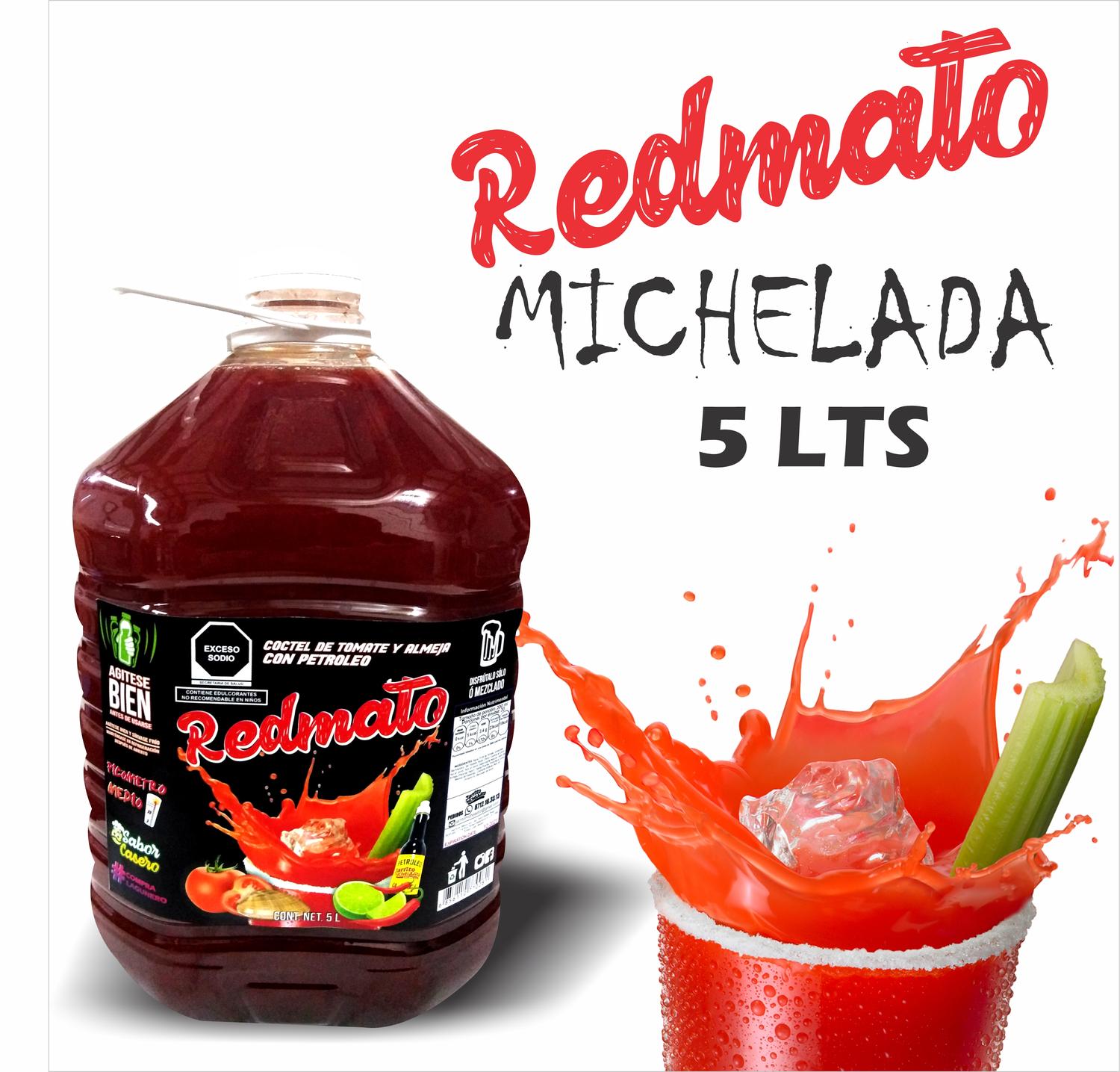 REDMATO MICHELADA Coctel de Tomate y Almeja 5 LITROS CAJA CON 4 PIEZAS