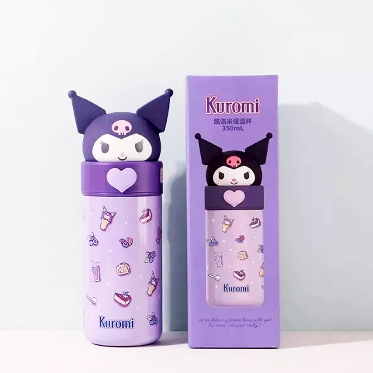 termo infantil kuromi morado portatil bebida , transporta facilmente  350ml morado
