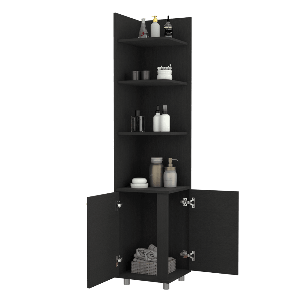 Mueble Esquinero Zendaya, Wengue, con Variedad De Entrepaños