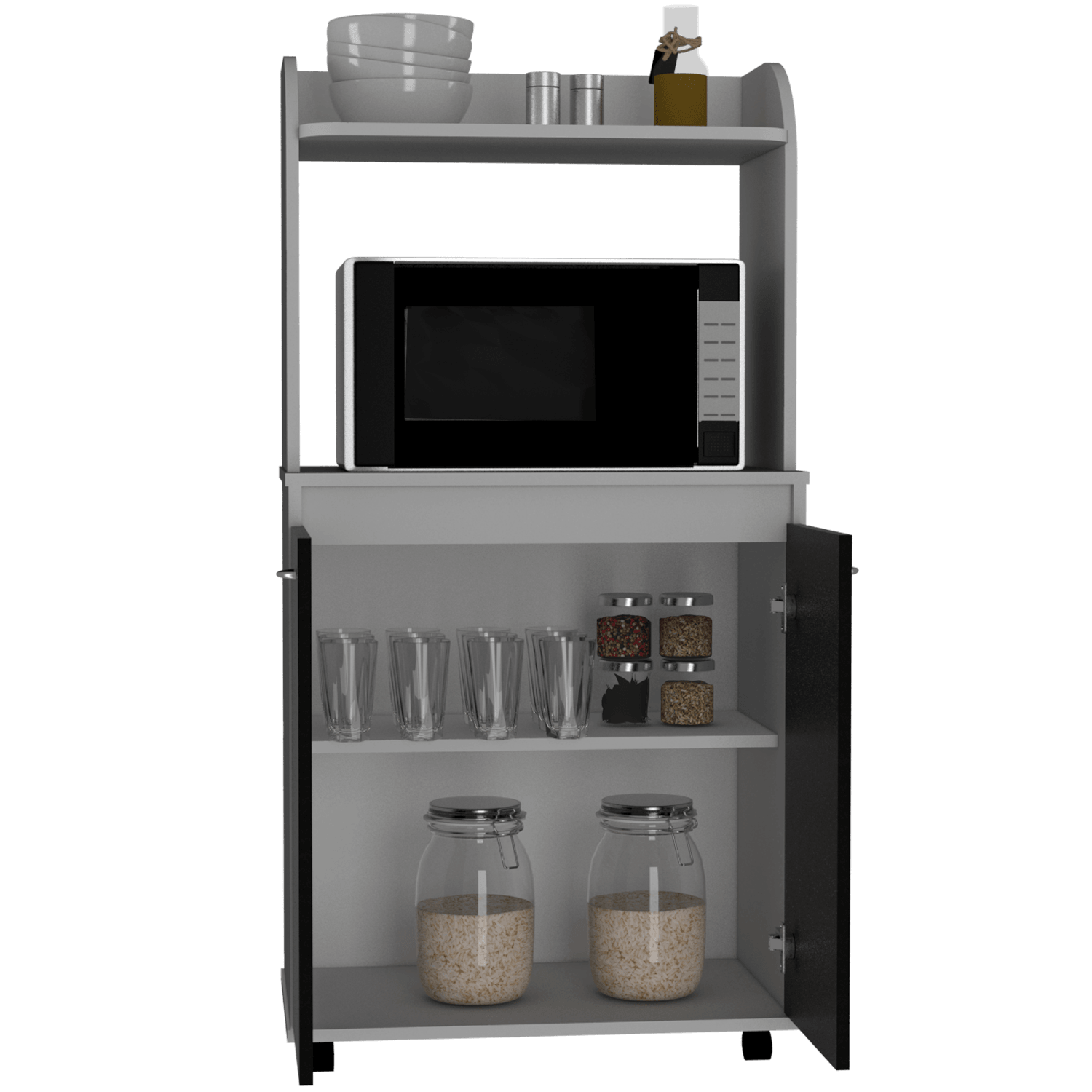 Módulo Microondas Giotto, Ruedas Incluidas, Blanco y Wengue