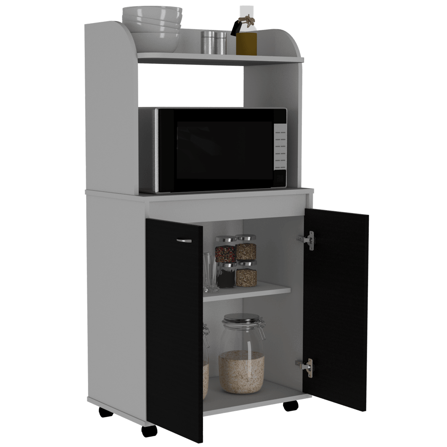 Módulo Microondas Giotto, Ruedas Incluidas, Blanco y Wengue