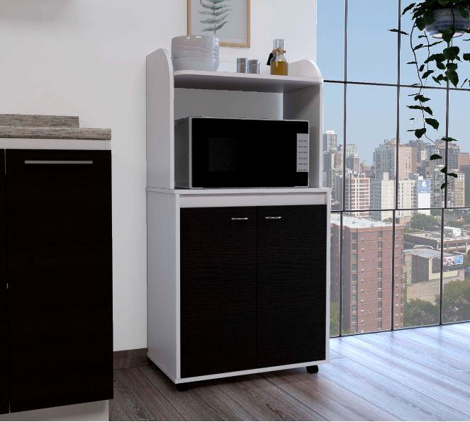 Módulo Microondas Giotto, Ruedas Incluidas, Blanco y Wengue