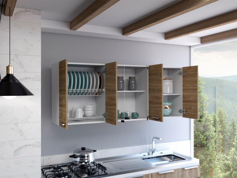 Gabinete Superior Vega, Incluye Entrepaño Móvil Central, Color Miel y Blanco