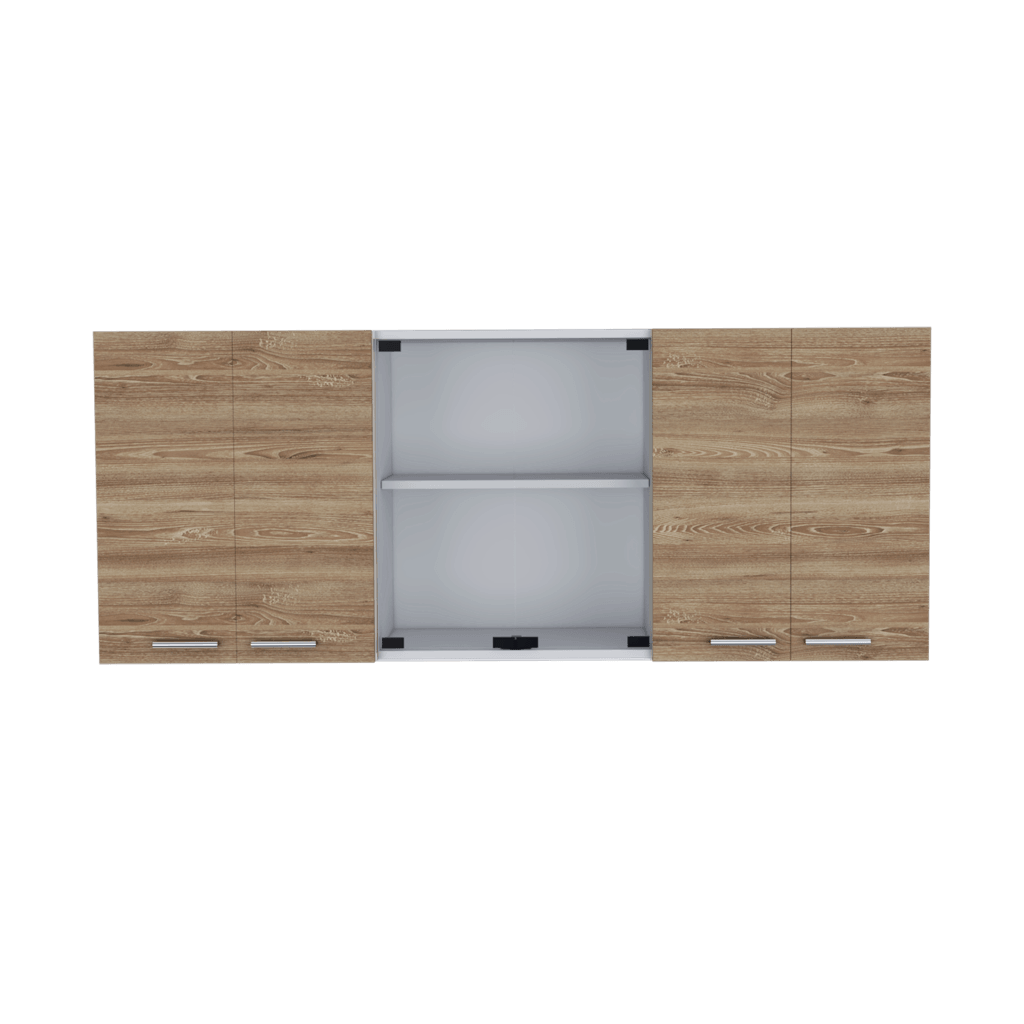 Gabinete Superior Vega, Incluye Entrepaño Móvil Central, Color Miel y Blanco