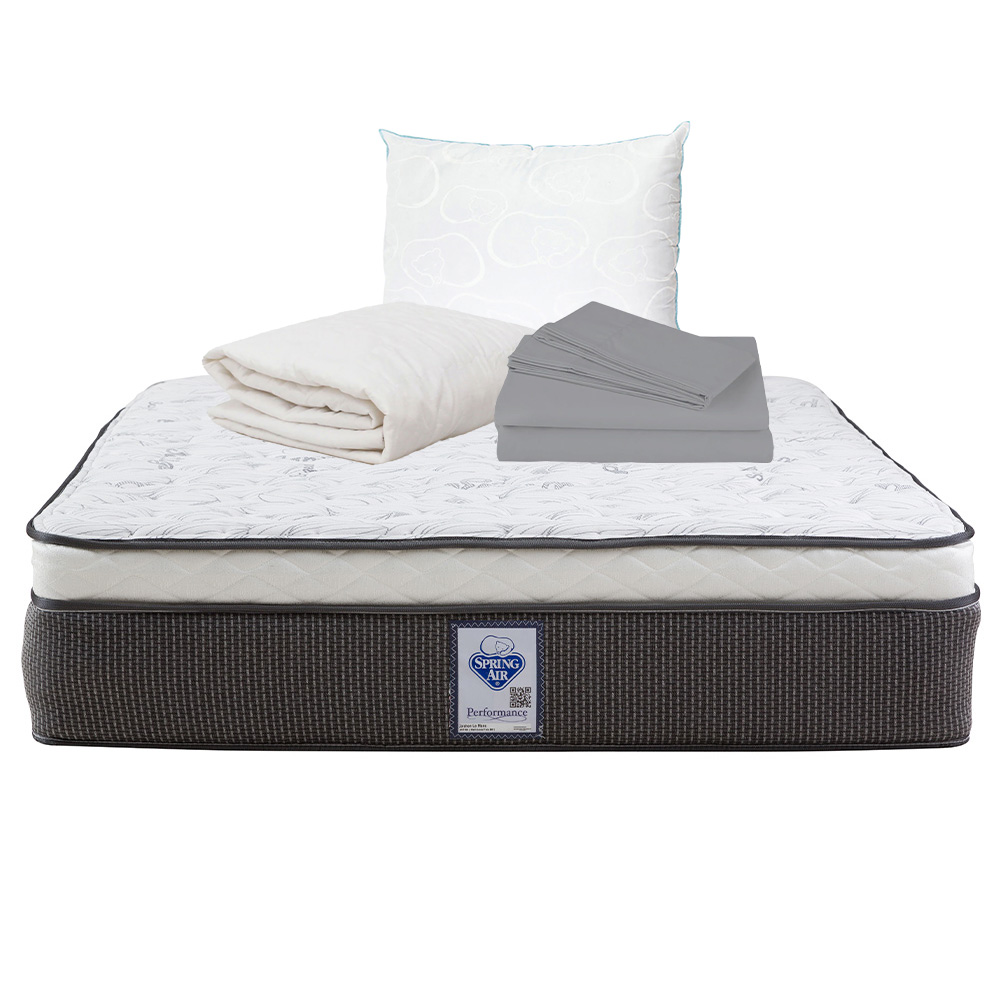 Colchón Matrimonial Spring Air LeMans Con Almohada Oso, Protector y Sábanas Soft