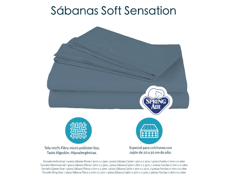 Colchón Matrimonial Spring Air LeMans Con Protector y Sábanas Soft