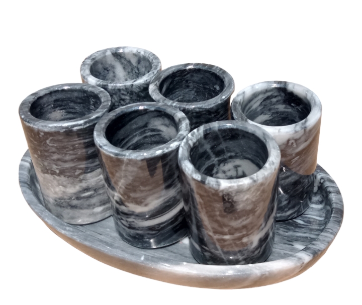 Tequileros de Marmol, Set de tequileros o mezcaleros de Marmol gris