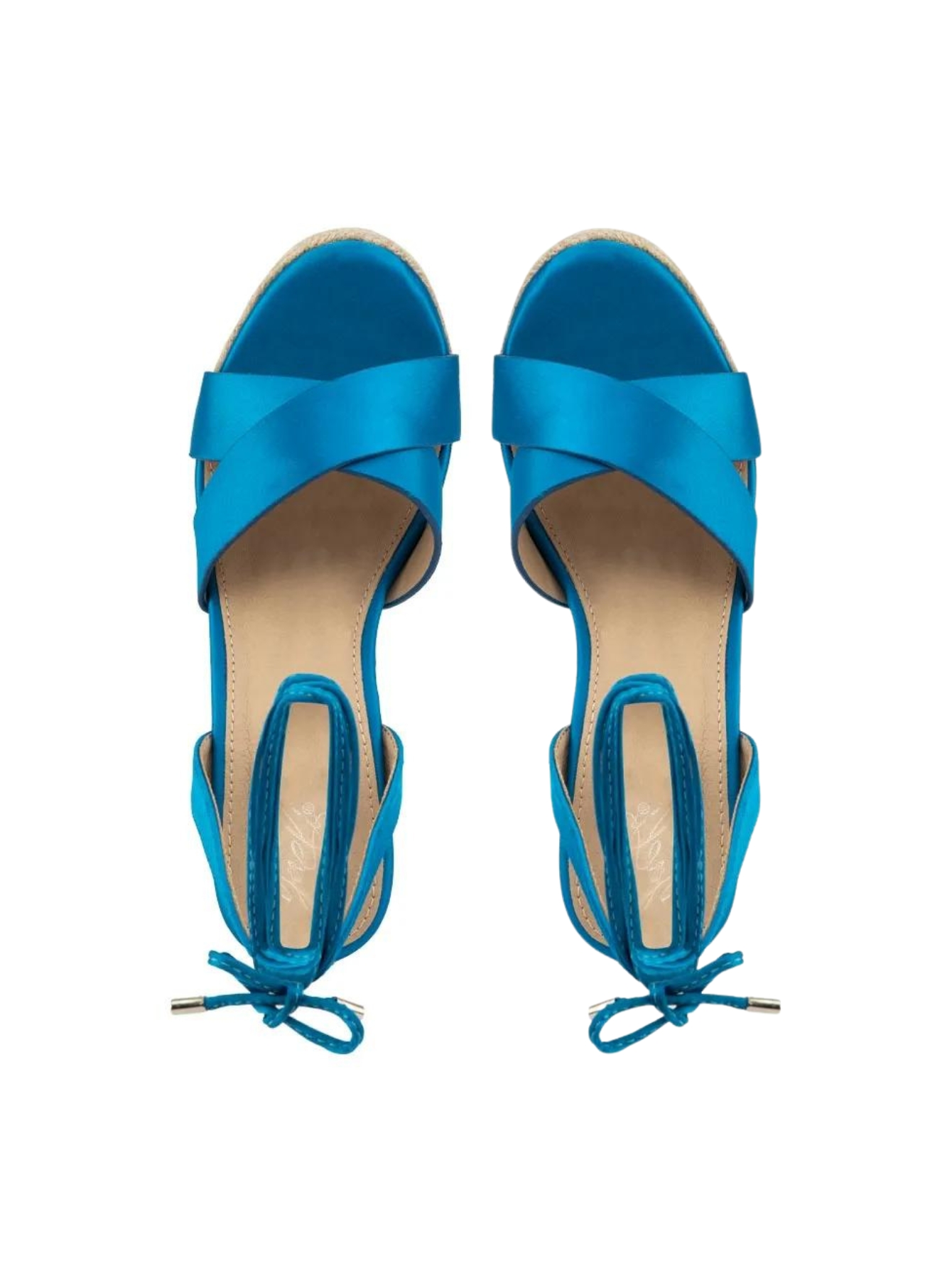 Sandalia con plataforma y tacón corrido decorado de yute con cordón en el tobillo para mujer