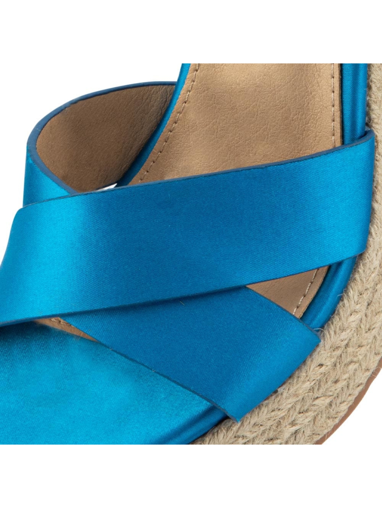 Sandalia con plataforma y tacón corrido decorado de yute con cordón en el tobillo para mujer