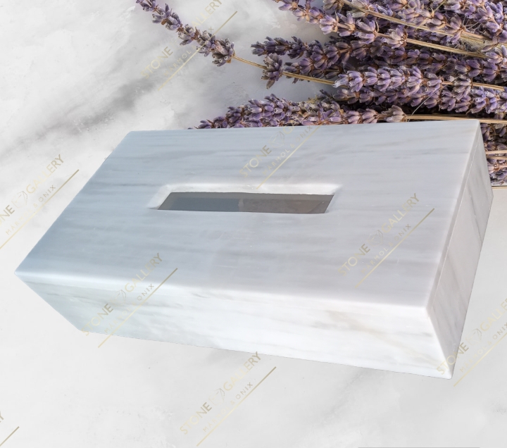 Kleenera de Marmol Blanco, Caja para kleenex de Marmol. Dispensador de Pañuelos Kleenex