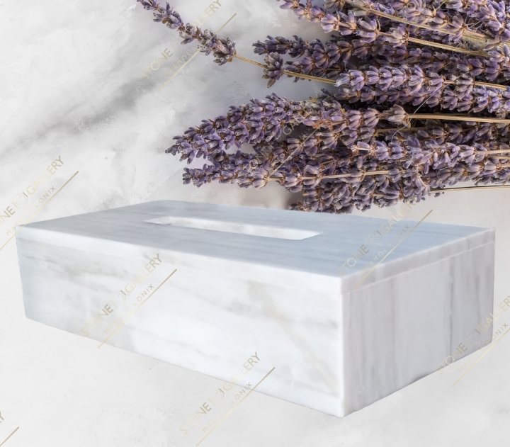 Kleenera de Marmol Blanco, Caja para kleenex de Marmol. Dispensador de Pañuelos Kleenex