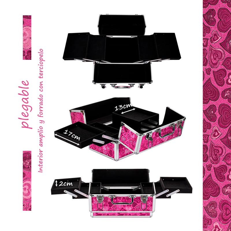 Neceser Cosmetiquera Estuche Maquillaje pedicure metal Negro Piedra