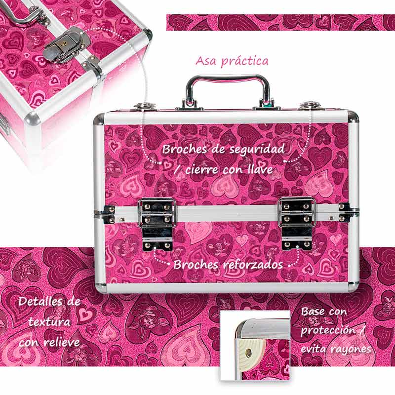 Neceser Cosmetiquera Estuche Maquillaje pedicure metal Negro Piedra