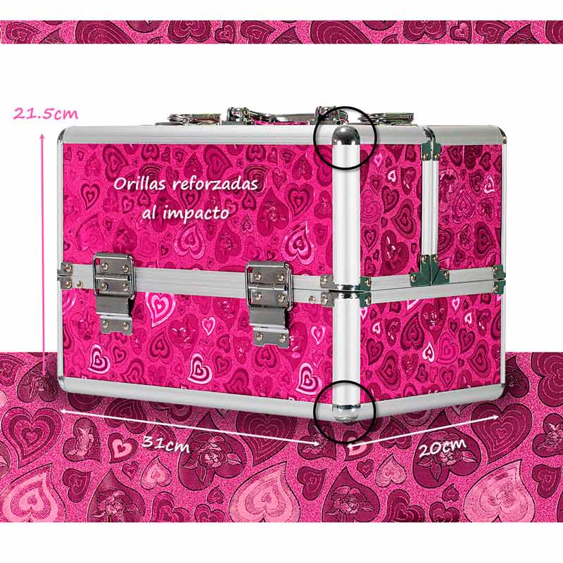 Neceser Cosmetiquera Estuche Maquillaje pedicure metal Negro Piedra