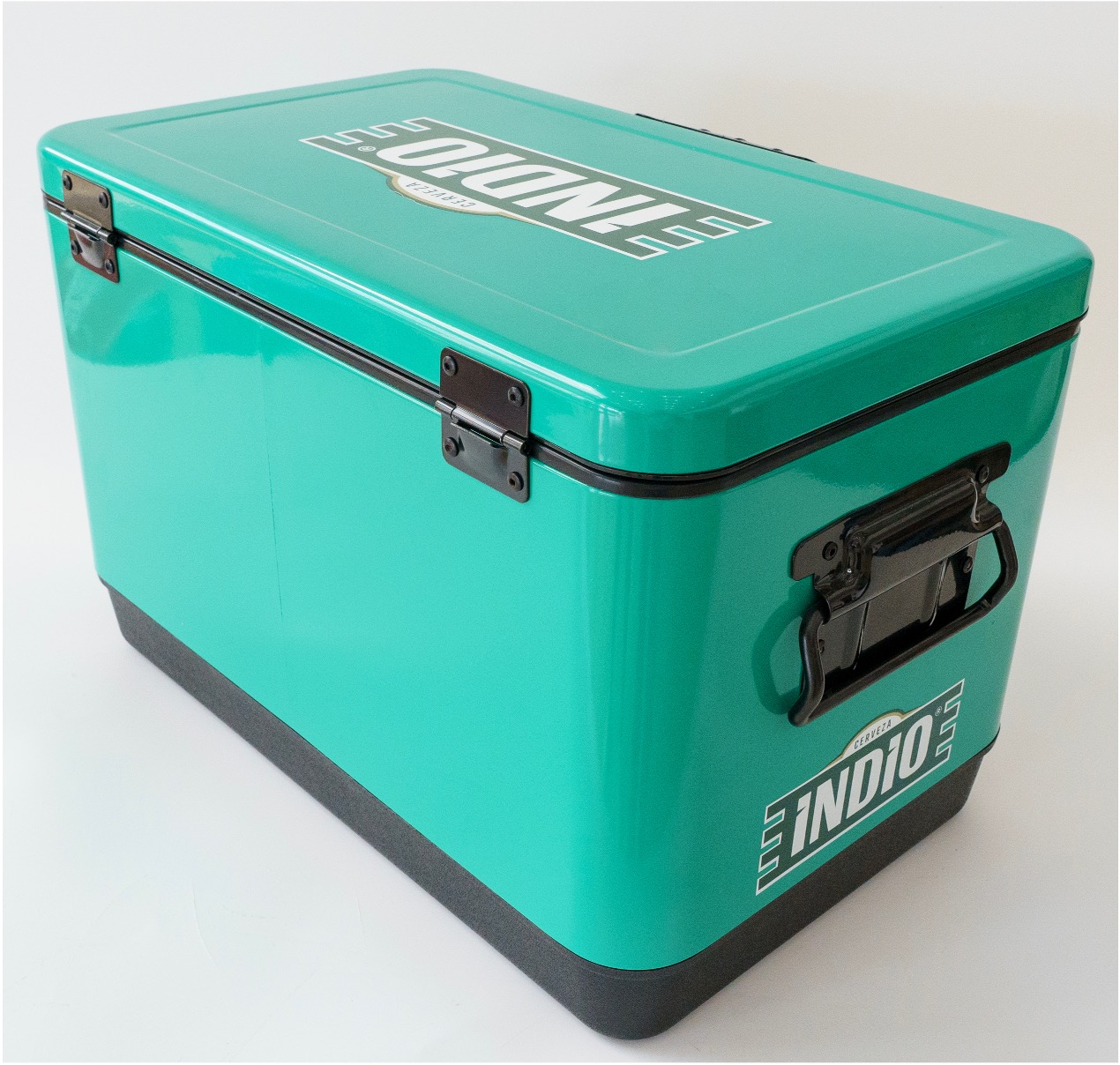 Hielera Metálica Indio color verde de 30 lt con capacidad para 36 latas