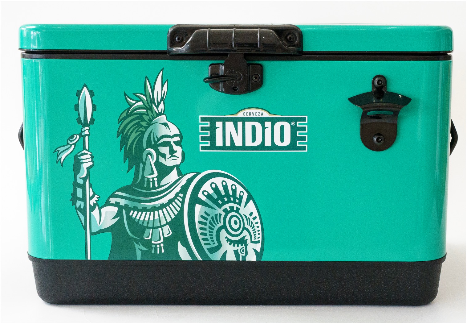 Hielera Metálica Indio color verde de 30 lt con capacidad para 36 latas