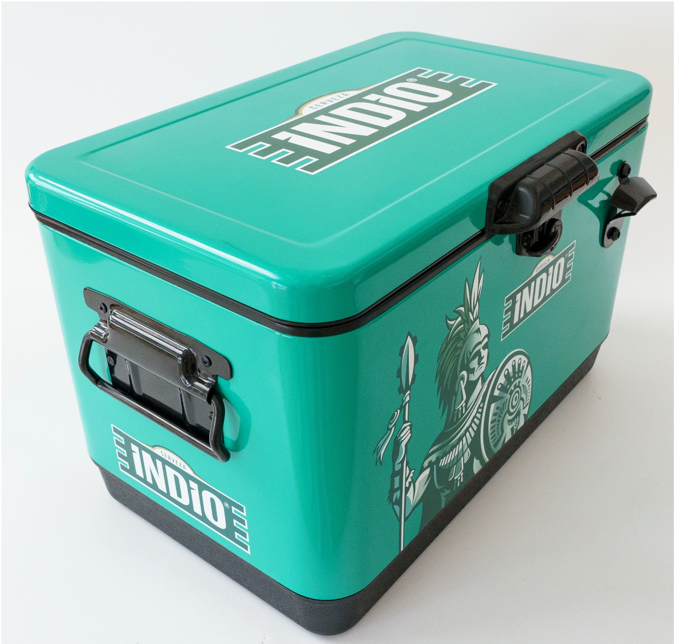 Hielera Metálica Indio color verde de 30 lt con capacidad para 36 latas