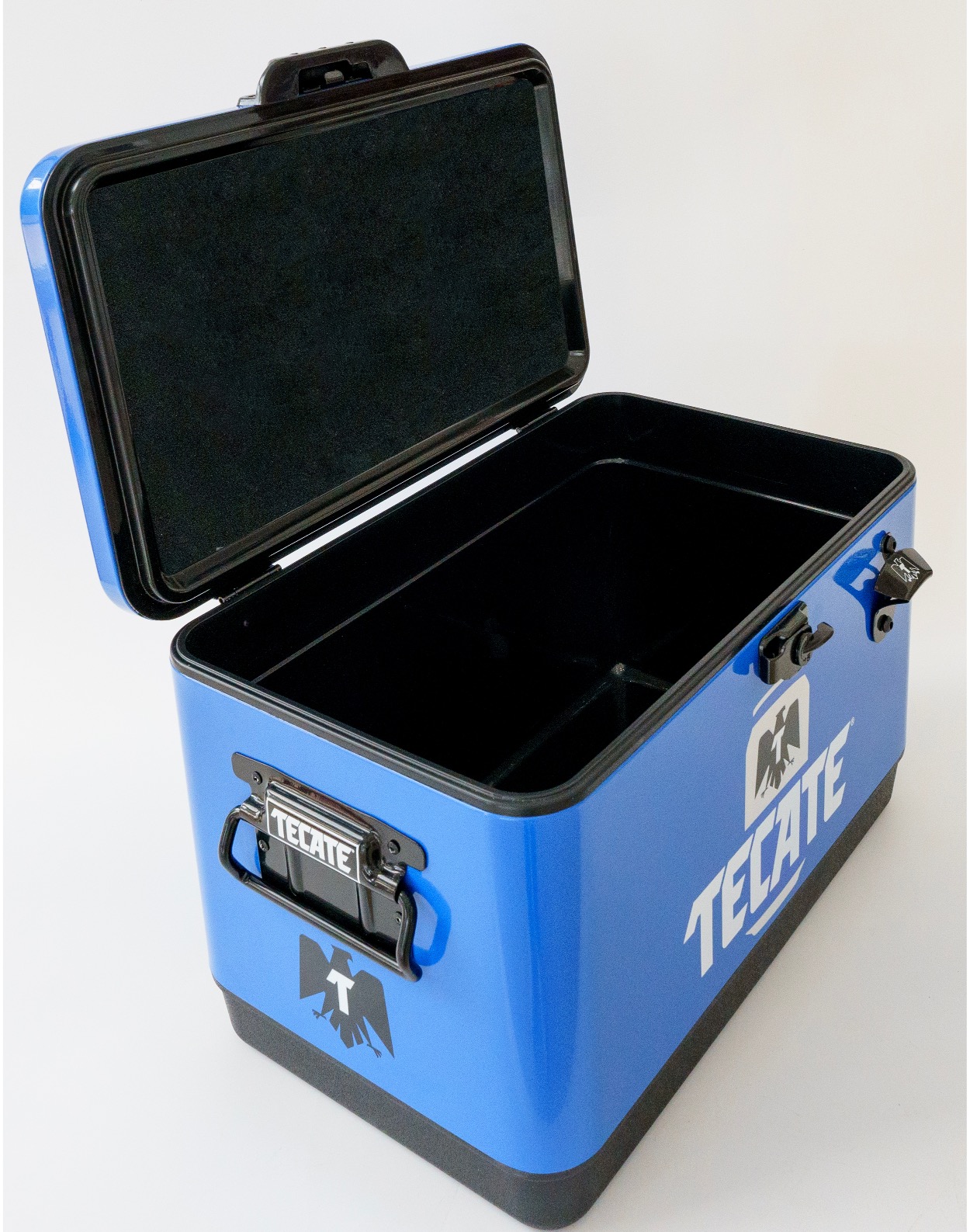Hielera Metálica Tecate Light color azul de 30 lts con capacidad para 36 latas