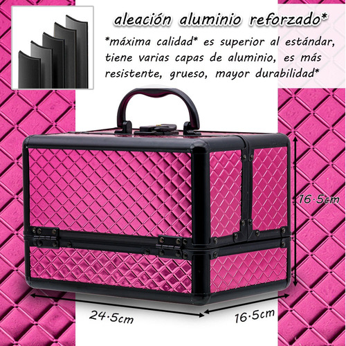 Neceser Cosmetiquera Organizador Profesional Reforzado Fucsia