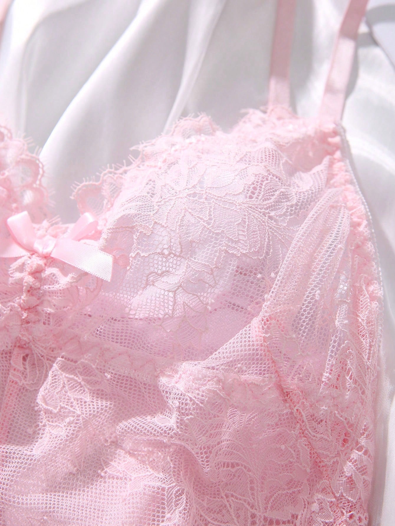 Vestido para dormir con encaje en contraste de malla con braga para mujer