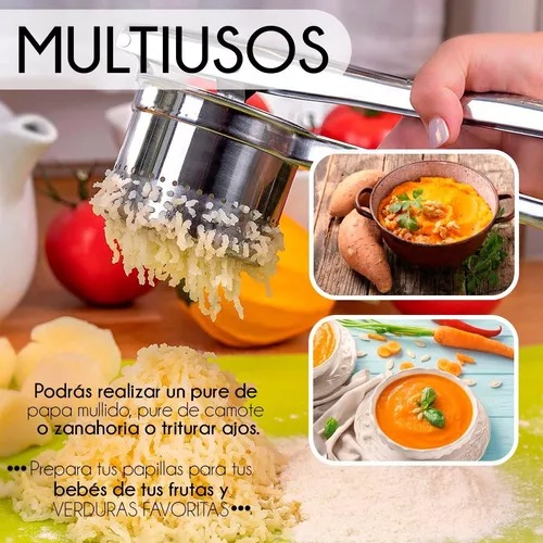 Machacador Prensa Aplastador De Papas Puré Acero Inoxidable.