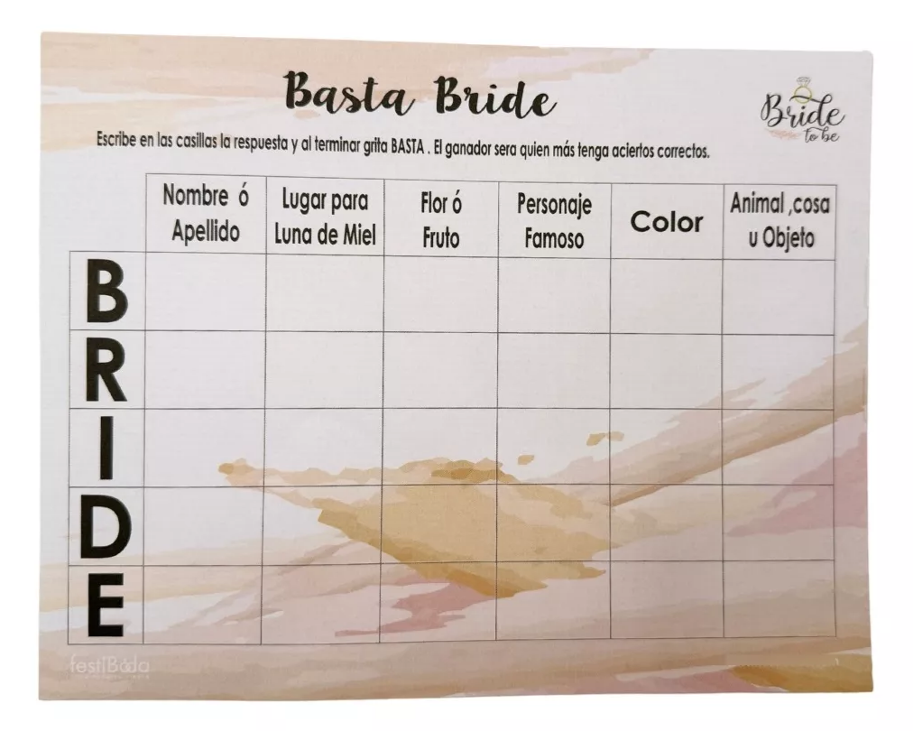 Juego Basta Para Despedida De Soltera Y Ella Dijo 10pza