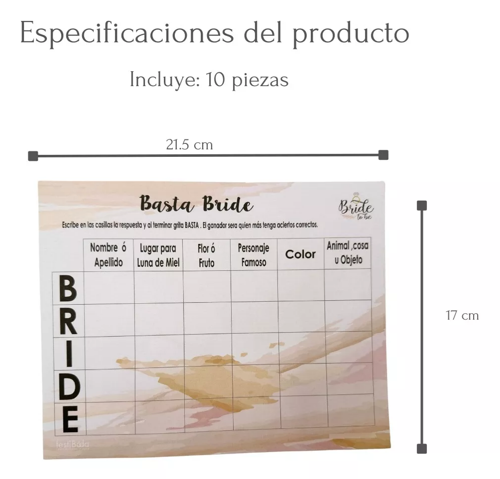 Juego Basta Para Despedida De Soltera Y Ella Dijo 10pza