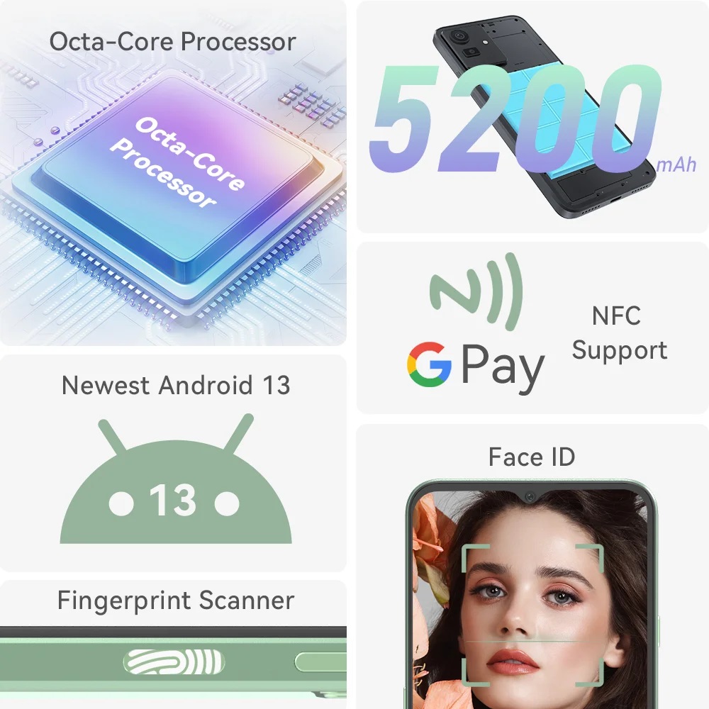 Cubot Note 50 16GB RAM (8GB + 8GB) 256GB ROM Pantalla 6.5 90Hz NFC 50 MP Negro