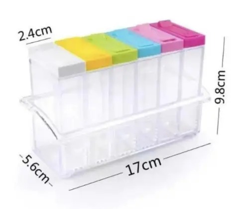 Especiero Rectangular Para Condimentos Con 6 Contenedores.