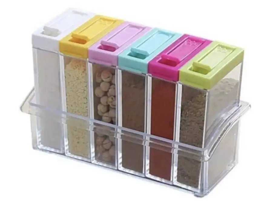 Especiero Rectangular Para Condimentos Con 6 Contenedores.