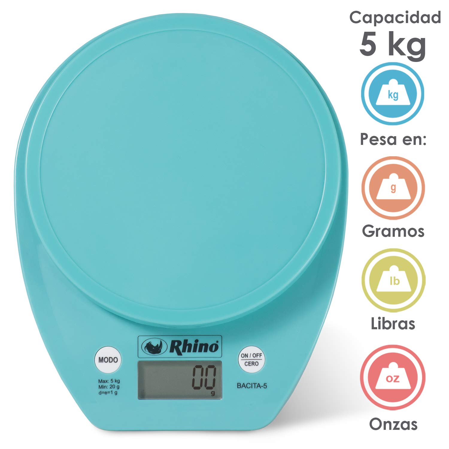 Báscula Electrónica de Cocina con tazón BACITA-5 Rhino