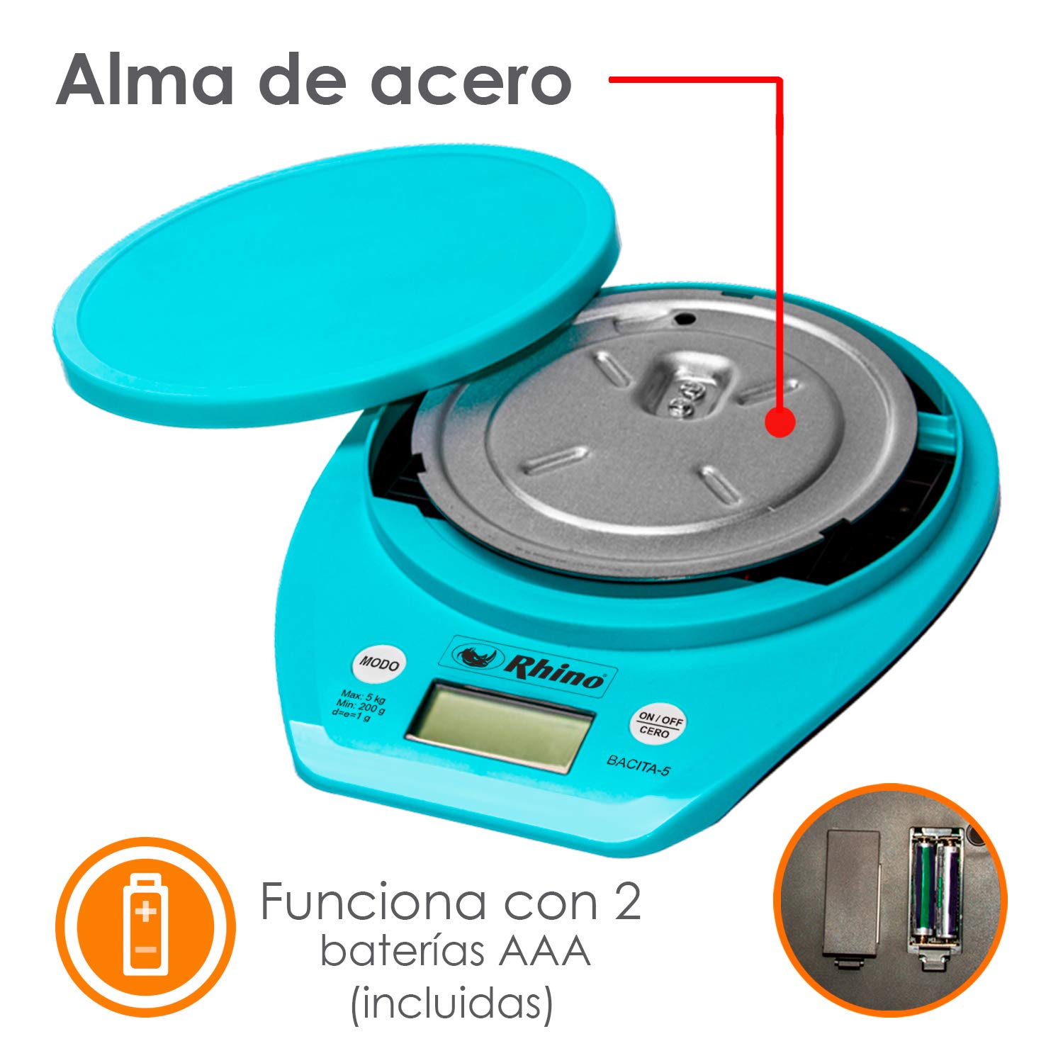 Báscula Electrónica de Cocina con tazón BACITA-5 Rhino